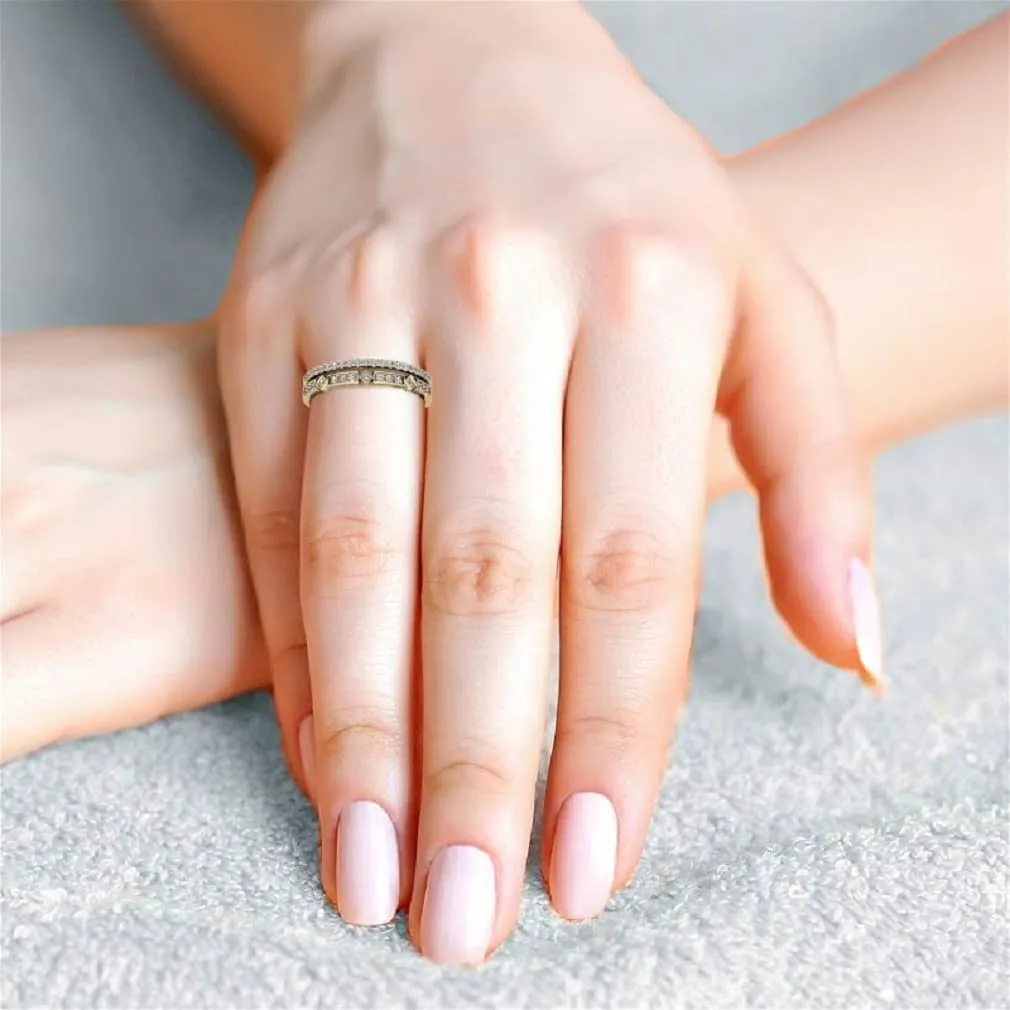 Engagement Ring Bridal Handmade Band$ Ring's Women (3.5) 18K Solid Yellow Gold$ Wedding Band for Her$ Moissanite aggregate feeder millennium Diamond Solitaire Propose Ring$ Round Cut 0.45 CT Full Eternity Band$ 