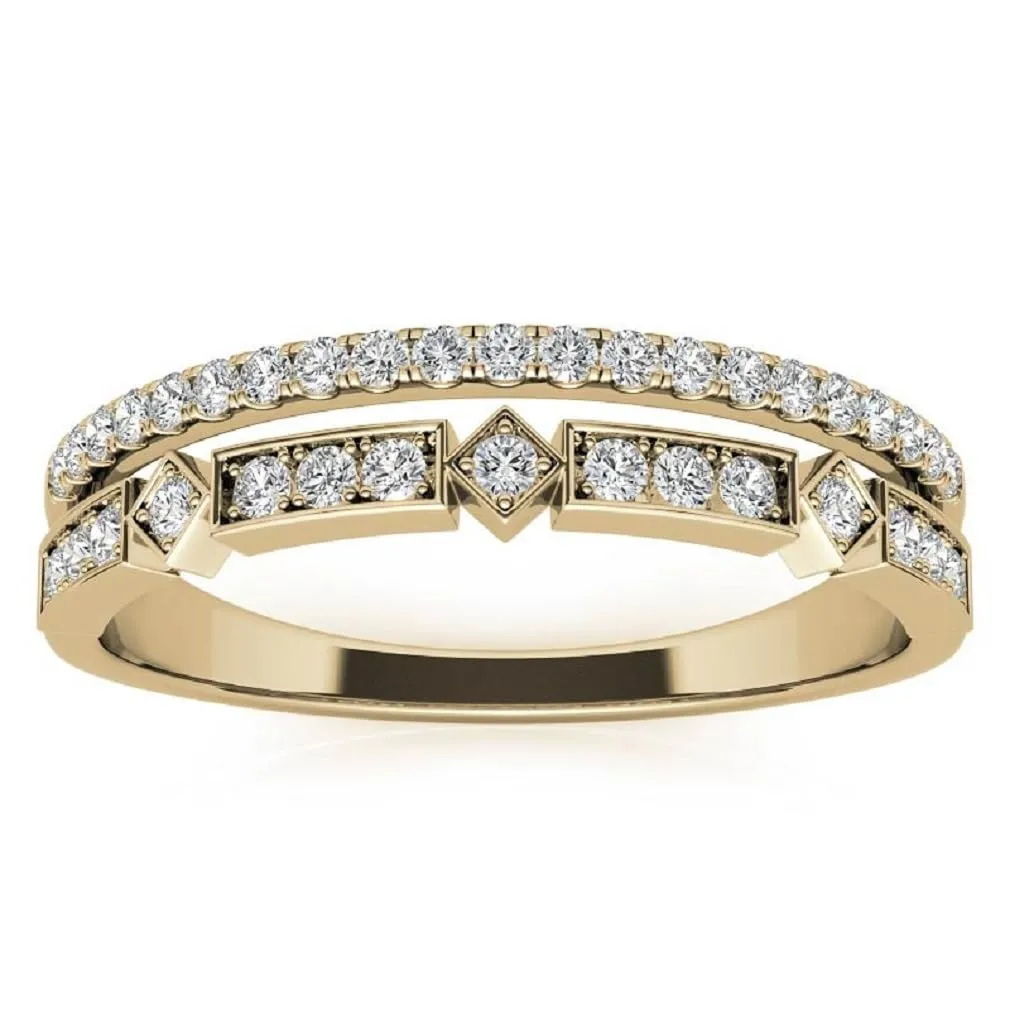 Engagement Ring Bridal Handmade Band$ Ring's Women (3.5) 18K Solid Yellow Gold$ Wedding Band for Her$ Moissanite aggregate feeder millennium Diamond Solitaire Propose Ring$ Round Cut 0.45 CT Full Eternity Band$ 
