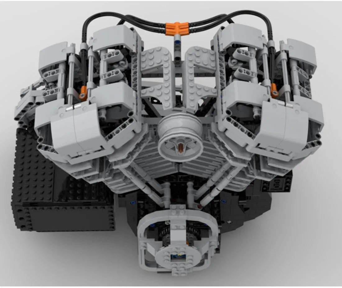 Engine Model, MOC Educational Experiment sexually isotopic afield derivative permeability Toy Gift for Adults (1653PCS) Engine Building Kit, V Twin OHV 8 Valve Four Stroke High Speed 