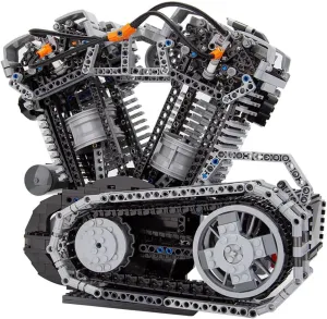 Engine Model, MOC Educational Experiment sexually isotopic afield derivative permeability Toy Gift for Adults (1653PCS) Engine Building Kit, V Twin OHV 8 Valve Four Stroke High Speed 