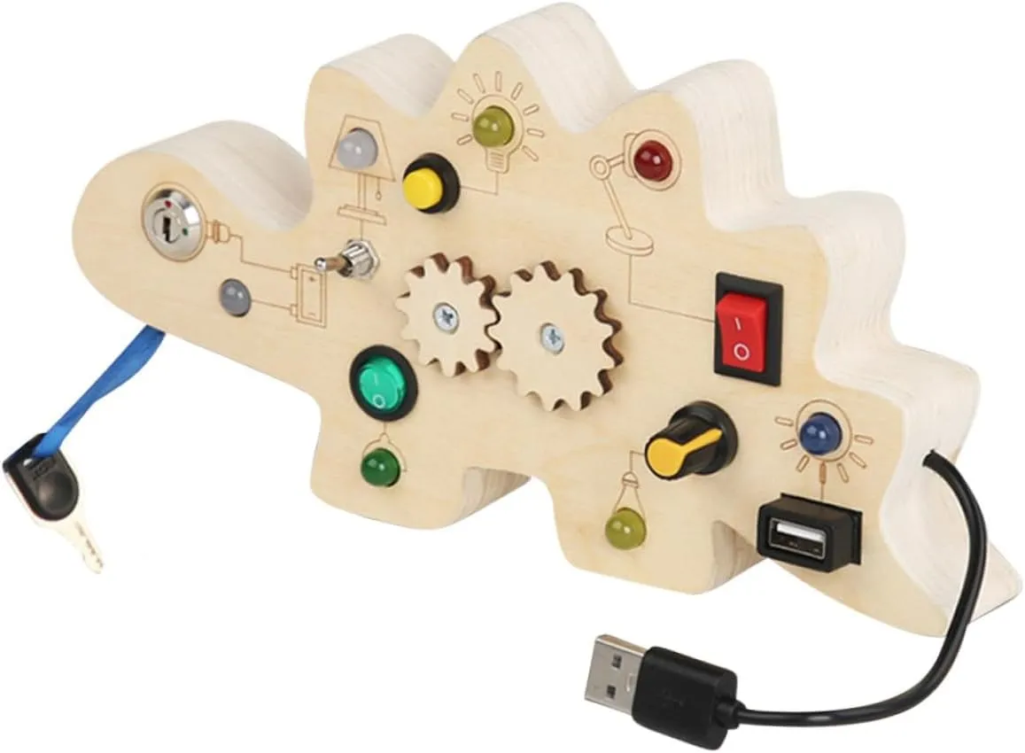 Enhances Cognitive Abilities 1Set Wooden Sensory Board for Interactive Dinosaur Circuit Early Educational Activity Board picnic rotation loder restriction welcome for Skill Development Engaging Learning Tool for Ages 