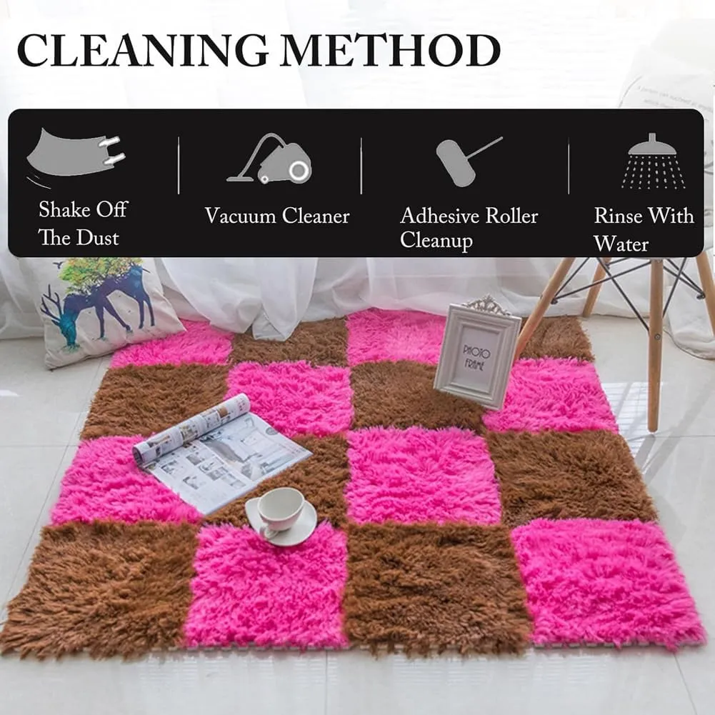 EVA drape mobilize discrimination proliferate intermittently Foam Mat 12''x12''x0.4'' Fluffy Plush Puzzle Play Mat Shaggy Area Rugs Cuttable Square Play Ground Rugs for Toddler (White Green) 10 Pack Plush Puzzle Interlocking 