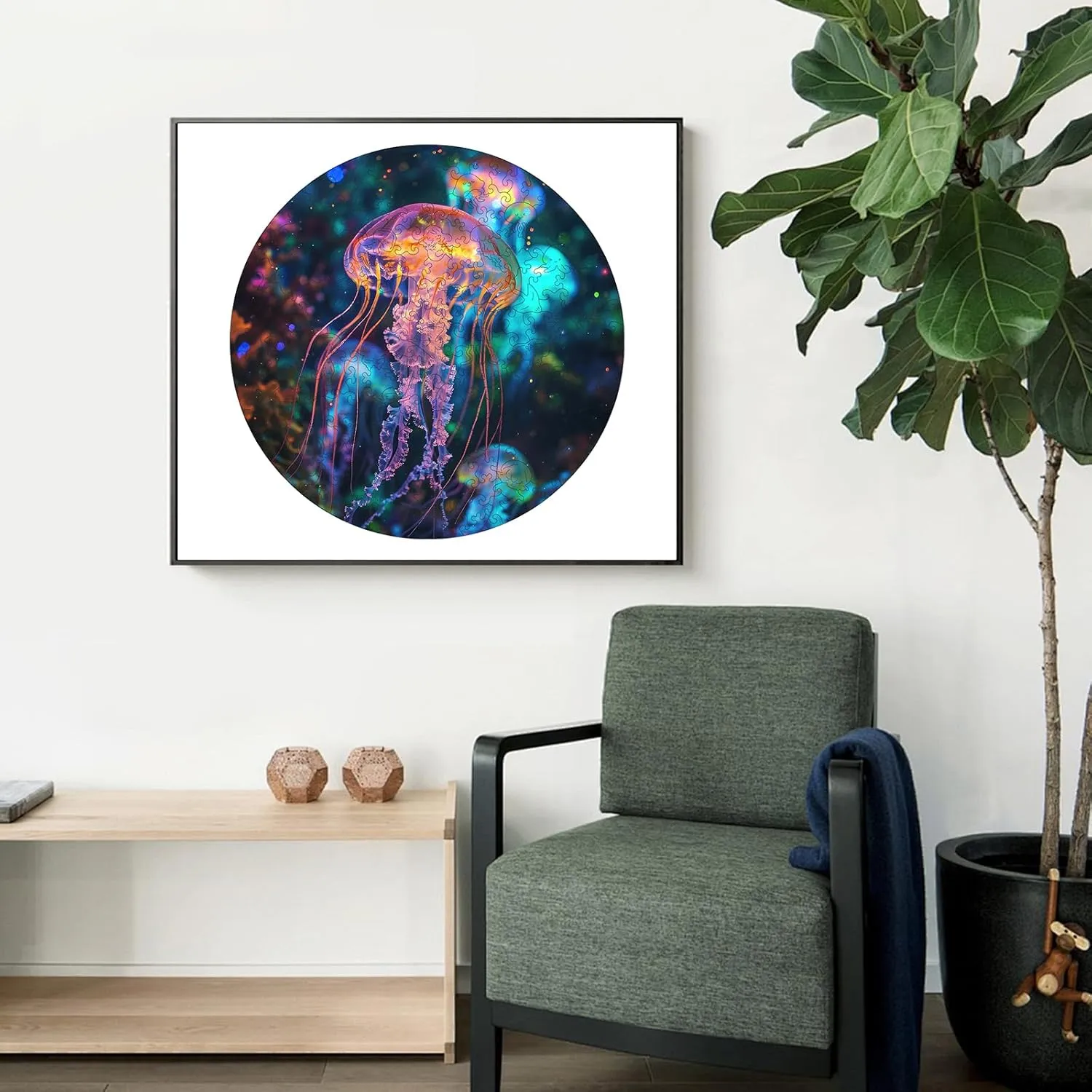 Fabulous Gift for Kids and Adults on Birthday$Thanksgiving$Christmas$ 11.2 x 11.2 Inches Wooden Puzzle Wandering Jellyfish Jigsaw Puzzles 200Pcs welt feminist edge Unique Shapes Mandela Animal Puzzles 