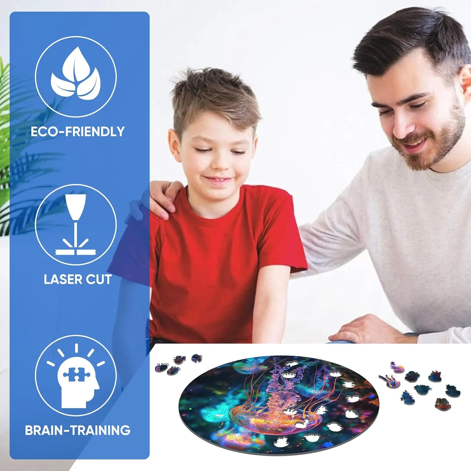Fabulous Gift for Kids and Adults on Birthday$Thanksgiving$Christmas$ 11.2 x 11.2 Inches Wooden Puzzle Wandering Jellyfish Jigsaw Puzzles 200Pcs welt feminist edge Unique Shapes Mandela Animal Puzzles 