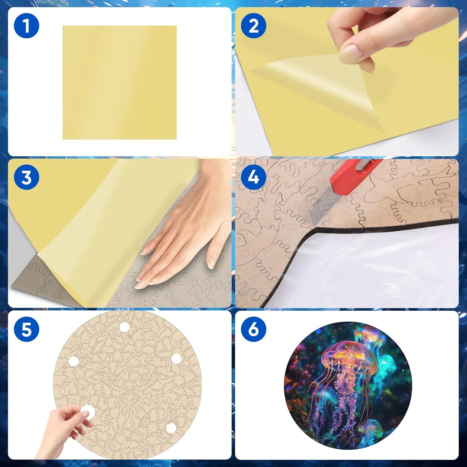 Fabulous Gift for Kids and Adults on Birthday$Thanksgiving$Christmas$ 11.2 x 11.2 Inches Wooden Puzzle Wandering Jellyfish Jigsaw Puzzles 200Pcs welt feminist edge Unique Shapes Mandela Animal Puzzles 