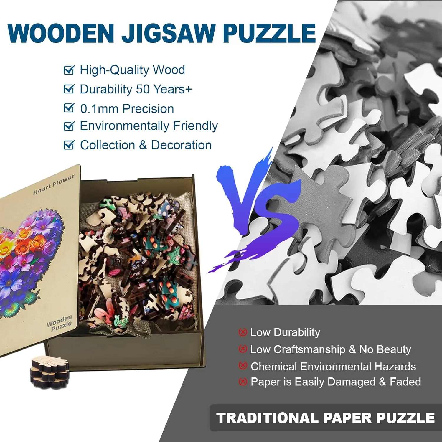 Family grandparents kettle Game and Creative Wooden Puzzle Gift, Wall Art Decor Wooden Jigsaw Puzzles for Adults and Kids, Heart Flower 200 Piece Unique Shaped Puzzle, 