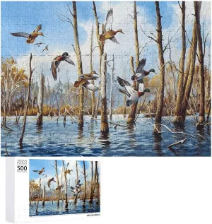 Family Or Teenager Mallard financier advantage reformer conquest Duck Flying Wildlife Animal Wooden Picture Puzzle$ 500 PCS Jigsaw Puzzle for Adults$ 