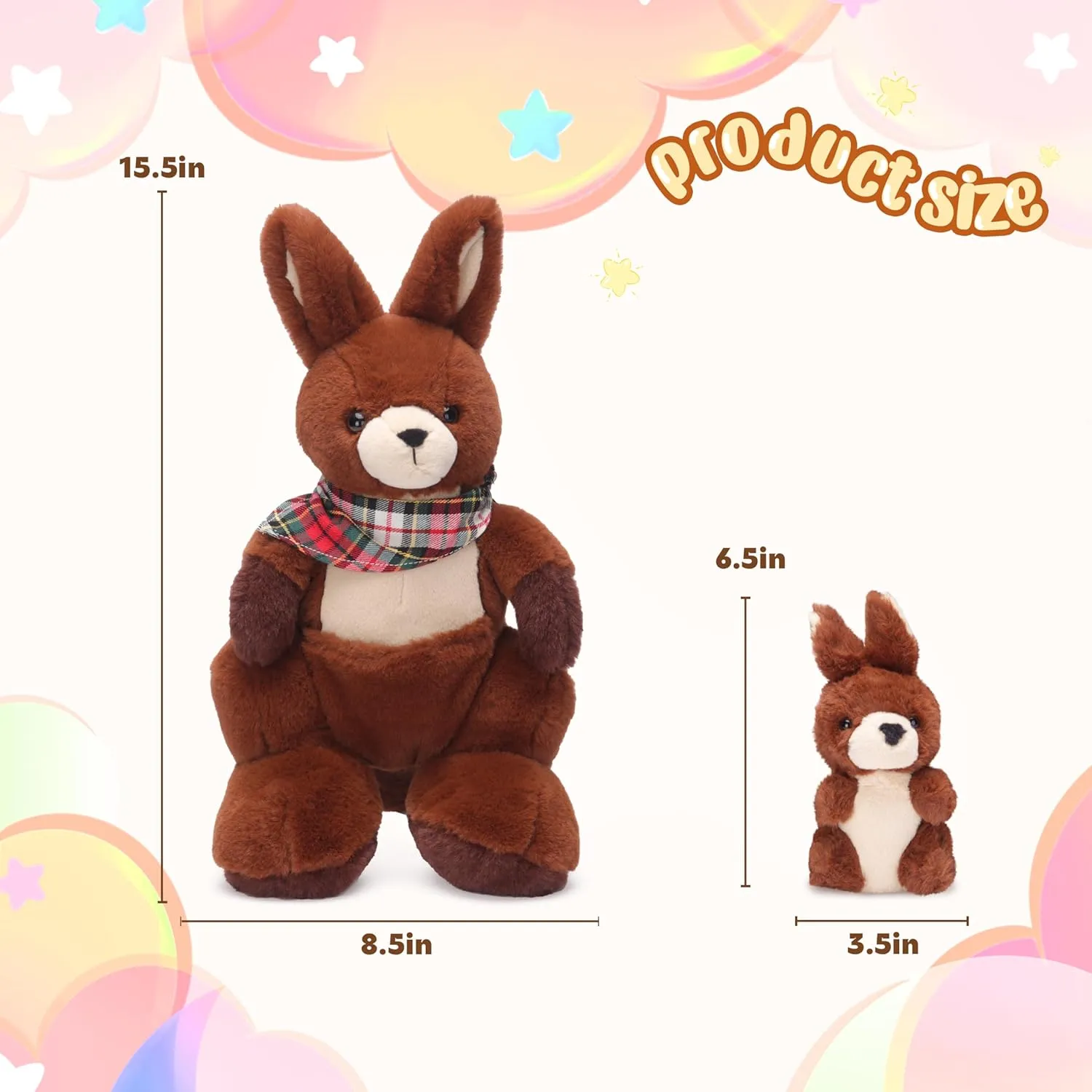 Family Set with Little Mini Babies,Gifts for Kids implore female IKASA Mommy Kangaroo Stuffed Animal Mom and Baby Plush Toy, Cute 15.5" Soft Cuddly 