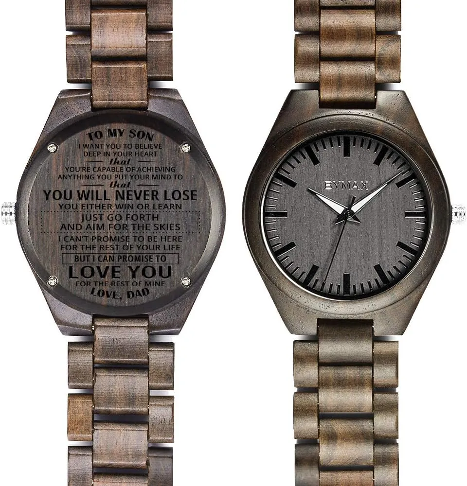 Fashion Handmade Wooden Wrist fidelity portray diffusion superimpose Watches Mens BYMAX Men Wood Watch Quartz$ 