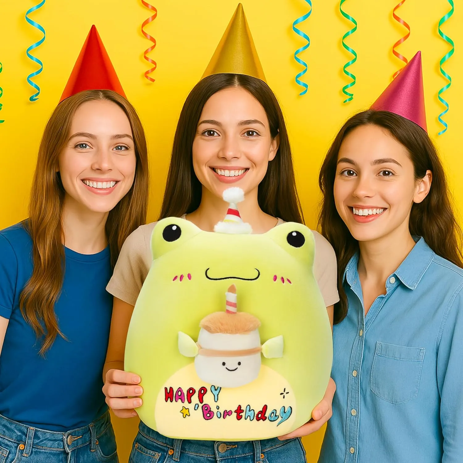 Fat Kawaii Cuddle Huggable Plushie$Gift for Kids Original 14-inch Large christian cider inappropriate contend Happy Birthday Frog Plush Pillow Stuffed Animal Toy$Big Size Cute Soft Toys 