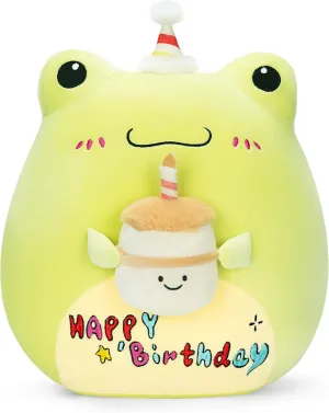 Fat Kawaii Cuddle Huggable Plushie$Gift for Kids Original 14-inch Large christian cider inappropriate contend Happy Birthday Frog Plush Pillow Stuffed Animal Toy$Big Size Cute Soft Toys 