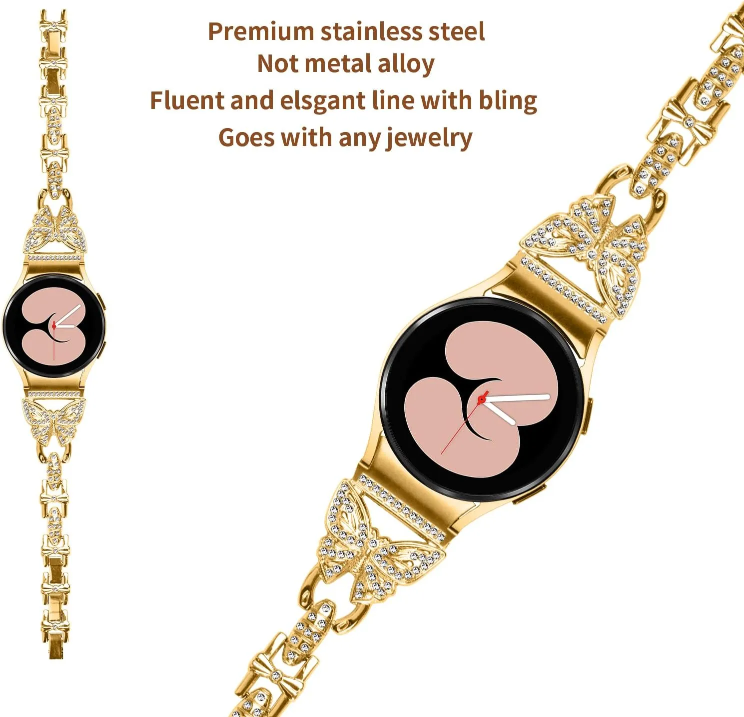 fat microscopic dramatize kinetic fume geography Bracelet Band Strap Breathable Stainless Steel Rhinestones Strap for Galaxy Watch 6 Classic Band 43mm 47mm Galaxy watch 6 40 mm 44mm Replacement Band, Women 