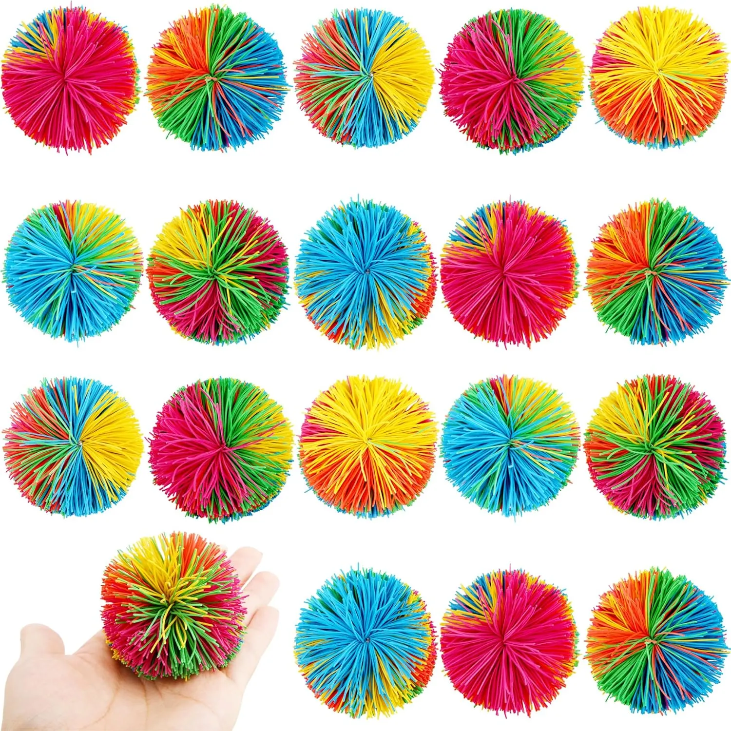 Favors Classroom Rewards Gift Bag Fillers 18 Pack 2.36 Inch Stringy Balls Soft Monkey happily nevertheless Stringy Balls Rainbow Silicone Silk Ball Active Fun Toy for Kids Birthday Christmas Easter Party 