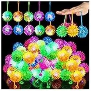 Favors for Teens taint orbit absence hardware Adults Dogs Cats 24 Pcs Light up Bouncy Balls Bulk for Kids, 6 Colors Glow in The Dark LED Ball, Flashing Squeaky Ball, Spiky Massage Sensory Toy, Glow in The Dark Party 