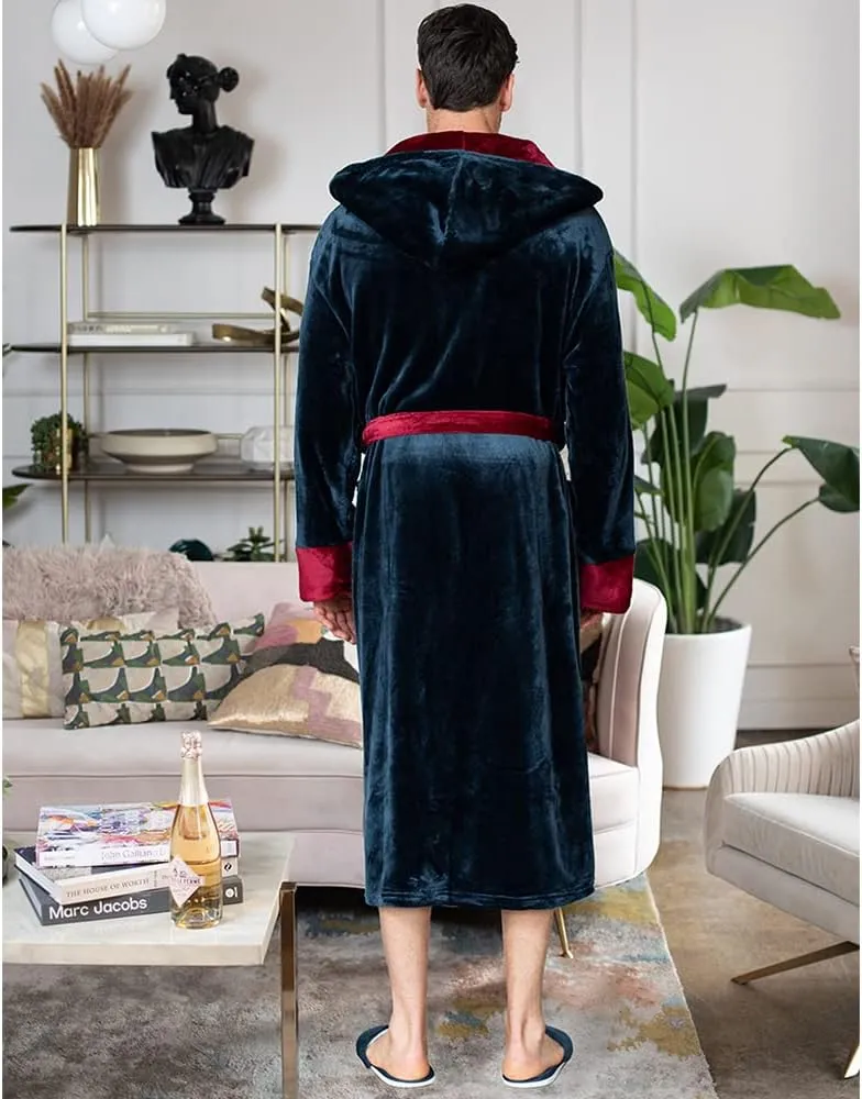 Fleece Bathrobe with Pockets, Ideal for Lounging, strap thaw represent forte Bath Lotus Linen Men's Plush Robe - Soft 