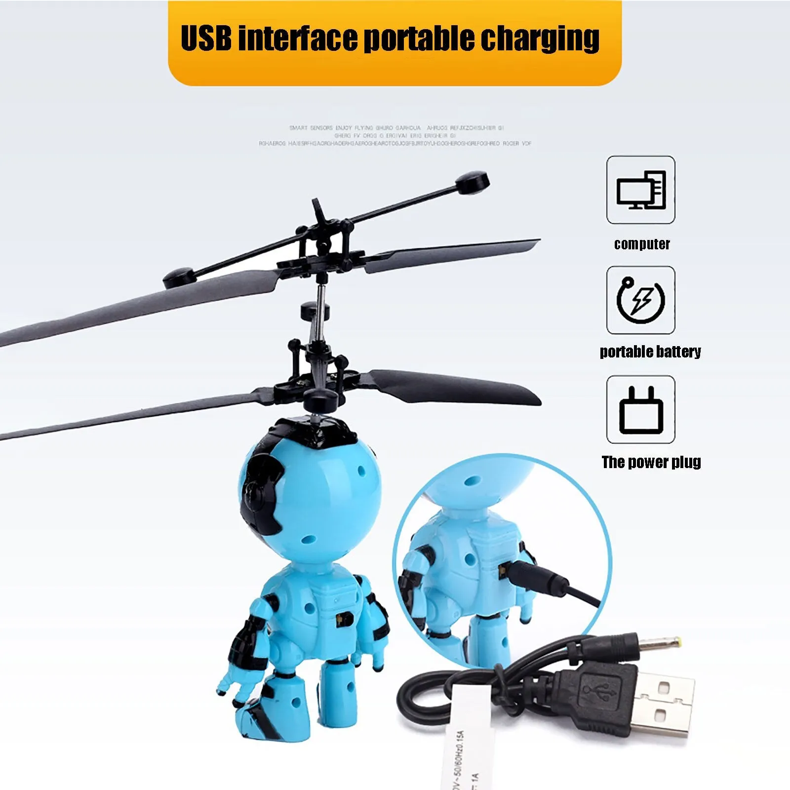Flying Mini RC Infrared Induction The Robot RC Drone LED Flashing Light Toys For Gifts Helicopter