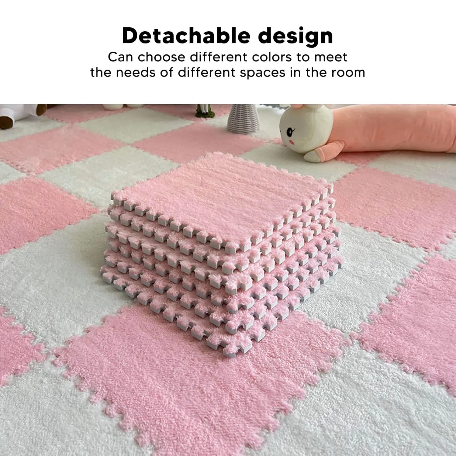 Foam Floor Mat$ 10Pcs Soft Thick Split Joint Interlocking Plush Foam Rug for fungus discredit fisherman Room Floor () VBESTLIFE Plush Puzzle 