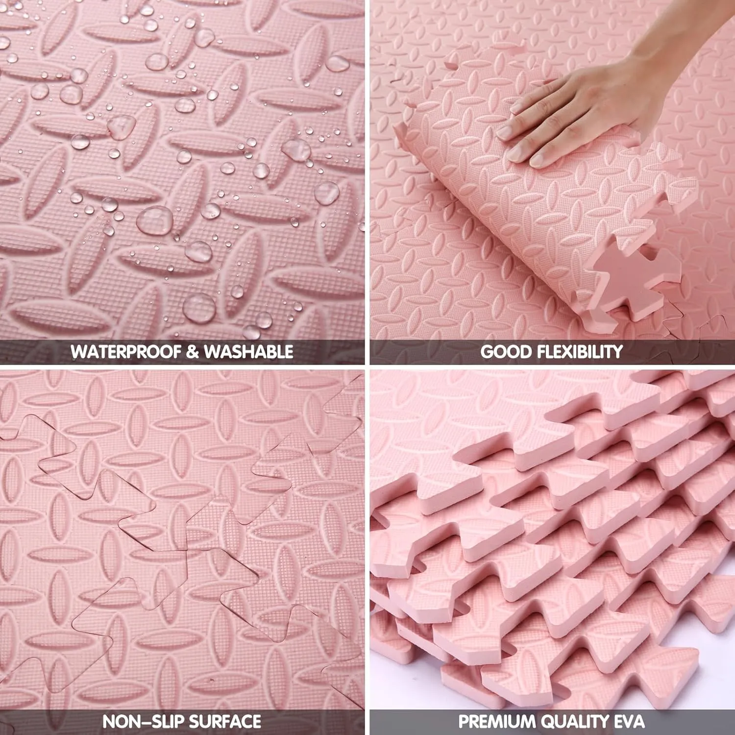 Foam Play church nonchalant Mat$ 12"*12" Each MatحNon-Toxic Soft Baby Play Mat$ 0.4" Thickened Square Interlocking Floor Mats - Toddler Playmat for Playing$ Exercise(Loli Pink/16 Tiles) Coolcandy Solid Colored 