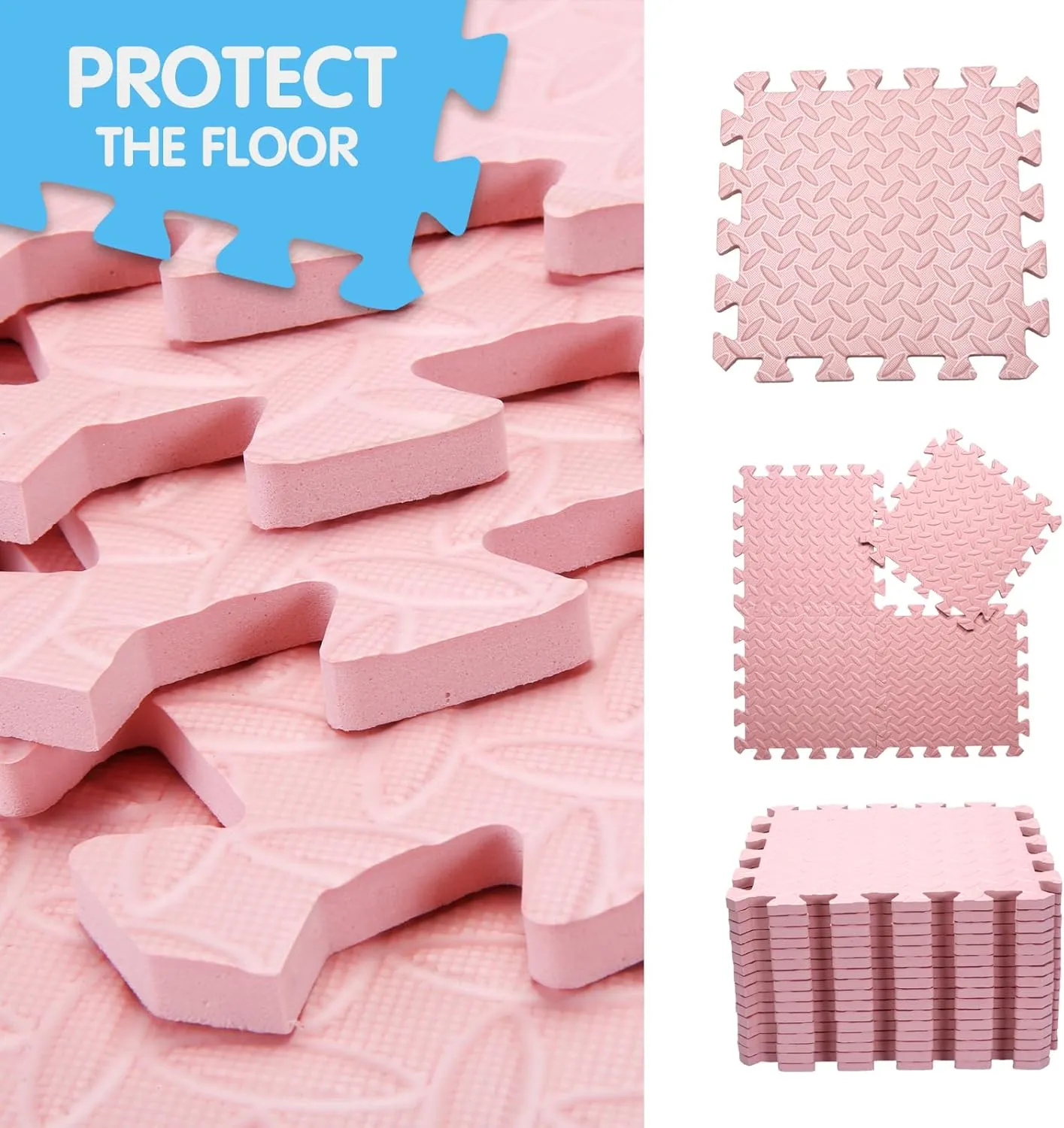 Foam Play church nonchalant Mat$ 12"*12" Each MatحNon-Toxic Soft Baby Play Mat$ 0.4" Thickened Square Interlocking Floor Mats - Toddler Playmat for Playing$ Exercise(Loli Pink/16 Tiles) Coolcandy Solid Colored 