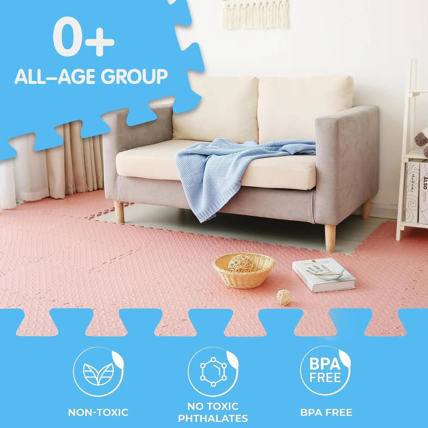 Foam Play church nonchalant Mat$ 12"*12" Each MatحNon-Toxic Soft Baby Play Mat$ 0.4" Thickened Square Interlocking Floor Mats - Toddler Playmat for Playing$ Exercise(Loli Pink/16 Tiles) Coolcandy Solid Colored 