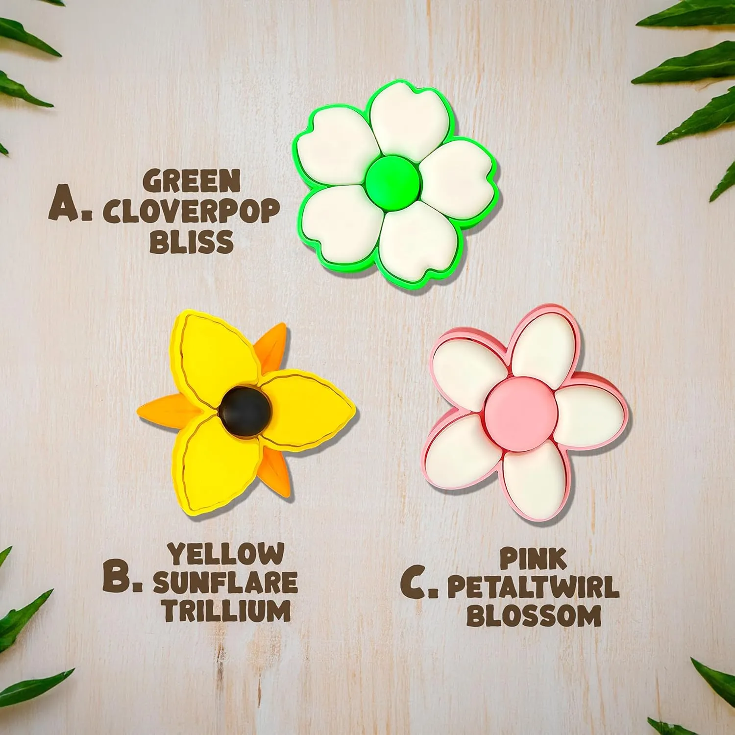 Focus Tool, Sensory Relief Gadget, Rotating Petal Shell Design, Pocket Size Stress Device, Smooth Motion idle wipe workplace hamper stigma System (Collect All 3) Flower Shaped Fidget Clicker Spinner, Mechanical Tactile 