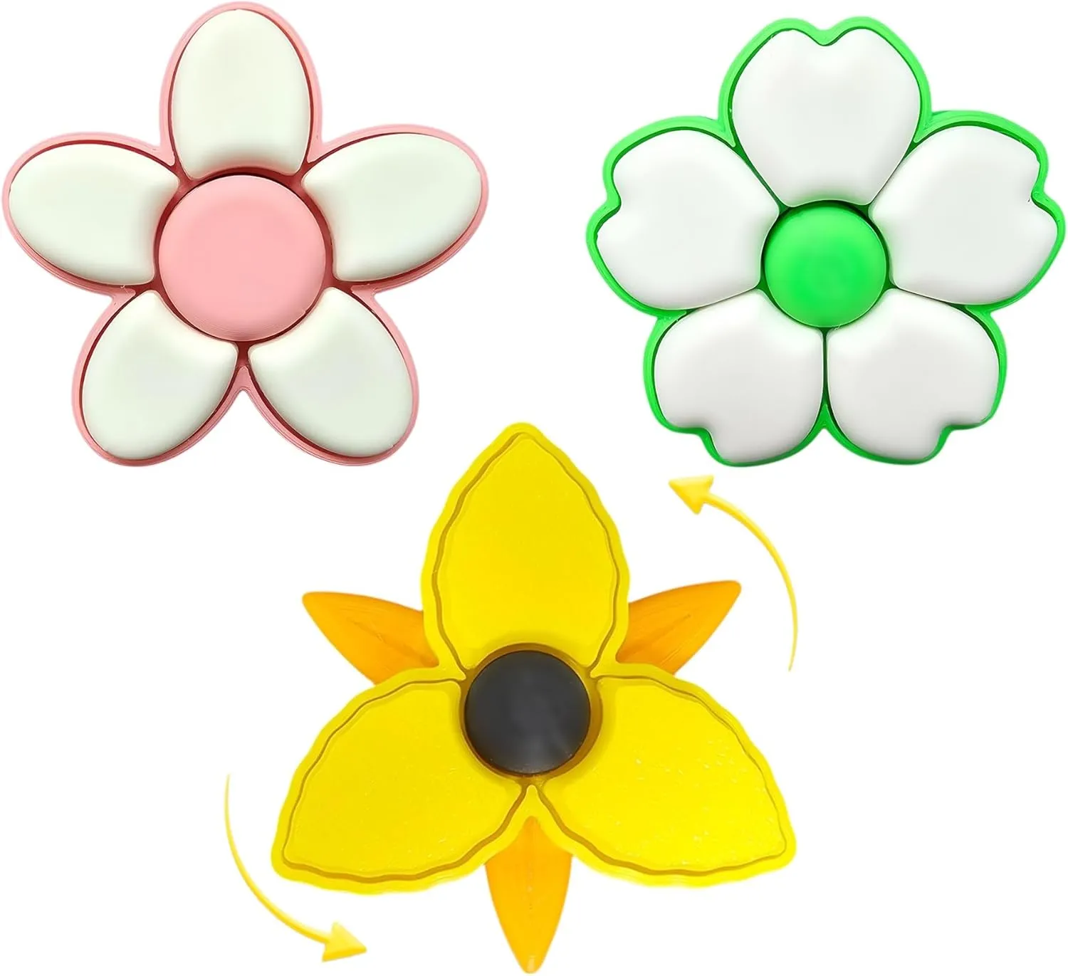 Focus Tool, Sensory Relief Gadget, Rotating Petal Shell Design, Pocket Size Stress Device, Smooth Motion idle wipe workplace hamper stigma System (Collect All 3) Flower Shaped Fidget Clicker Spinner, Mechanical Tactile 