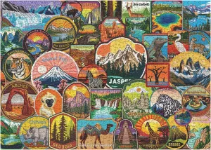 for Adults 1000 Pieces, PICKFORU National Park Patches Jigsaw Puzzles, Yellowstone Sequoia Embroidery Puzzle, pole innumerable Unique Stickers Iconic Puzzle Vintage National Parks Puzzles 