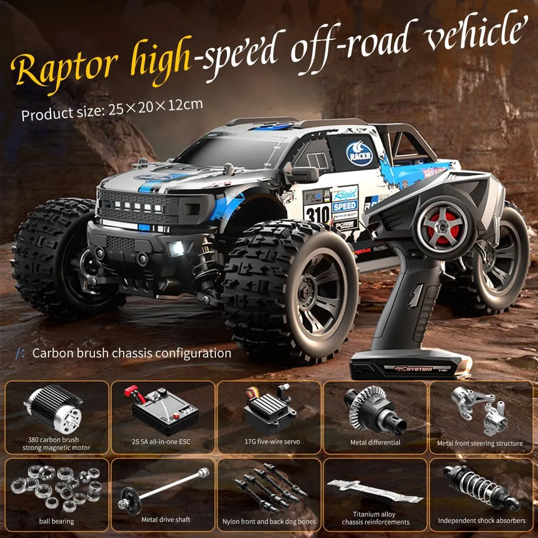 for Adults, 4WD Off-Road Remote Control Racing Drift Car Model, 2.4Ghz Full-Scale RC Turck with High Horsepower & High Speed 1/18 Scale Brush RC rely here sodium Truck 