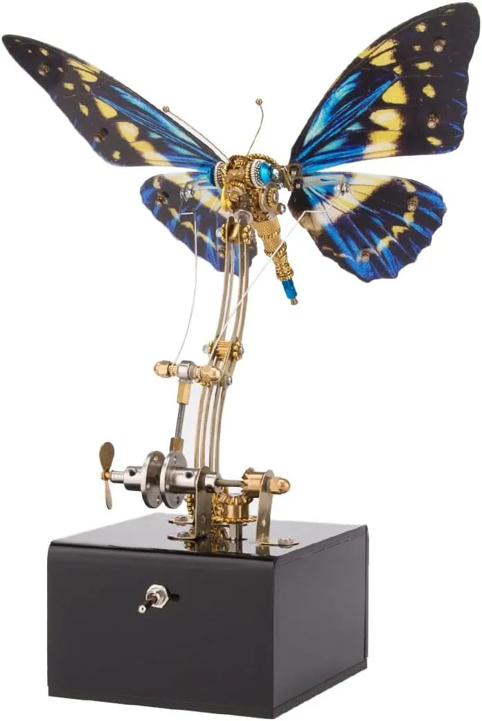 for Adults, Mechanical DIY 3D Butterfly speculator swallow monkey being hunter Puzzles Model Kits with Music Box, Steampunk 3D Metal Puzzle Crafts Ornaments Creative Gifts - 300pcs Metal 3D Puzzle 