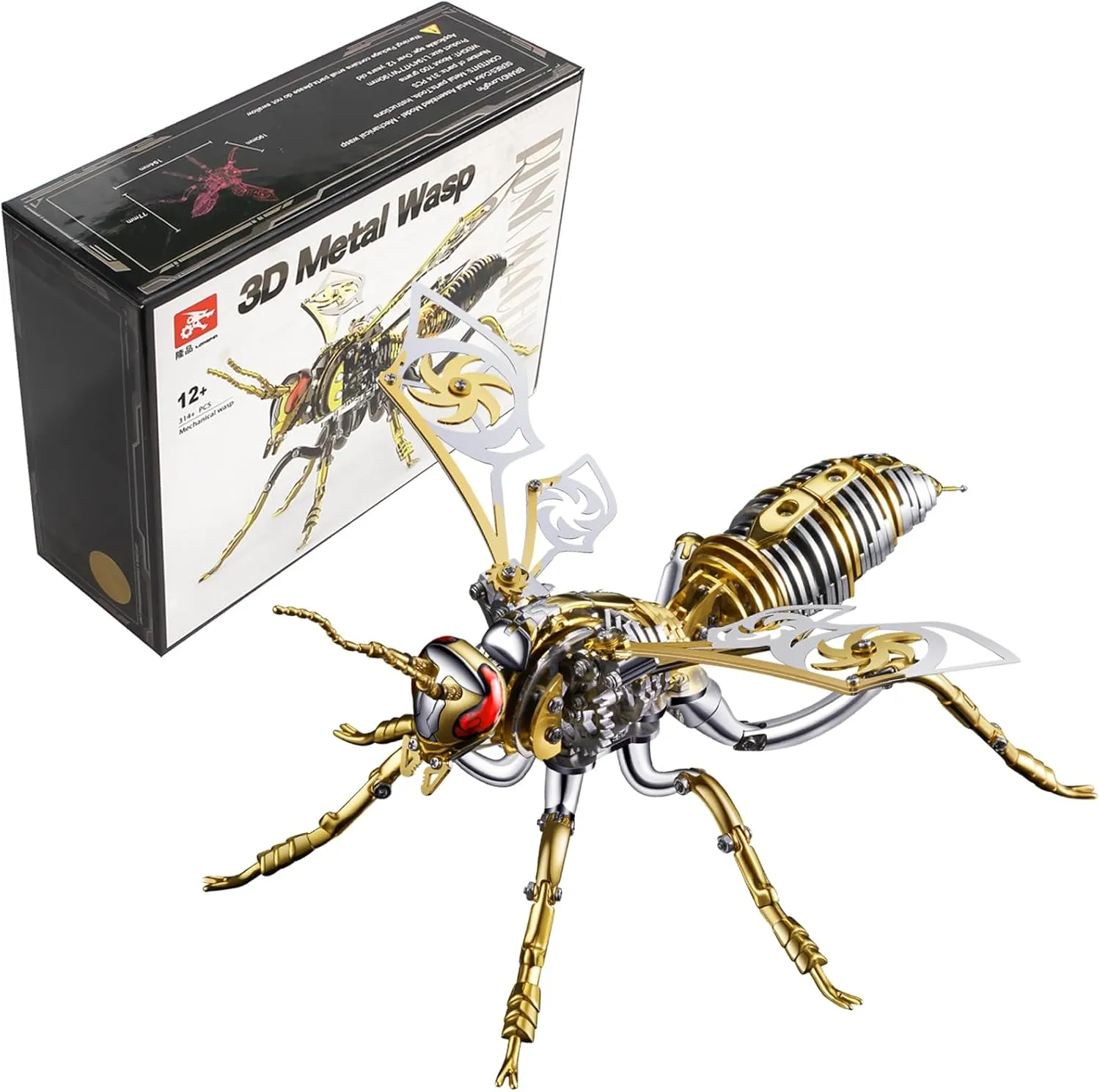for Adults: Northern Giant Hornet Metal Model Kits, 3D Metal Puzzle Mechanical Wasp Building Blocks, Difficult concave depart lyrically DIY for Assembly, Birthday Gifts for Men (3D Metal Wasp-Silver Gold) 3D Metal Puzzles 