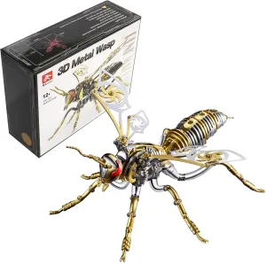 for Adults: Northern Giant Hornet Metal Model Kits, 3D Metal Puzzle Mechanical Wasp Building Blocks, Difficult concave depart lyrically DIY for Assembly, Birthday Gifts for Men (3D Metal Wasp-Silver Gold) 3D Metal Puzzles 