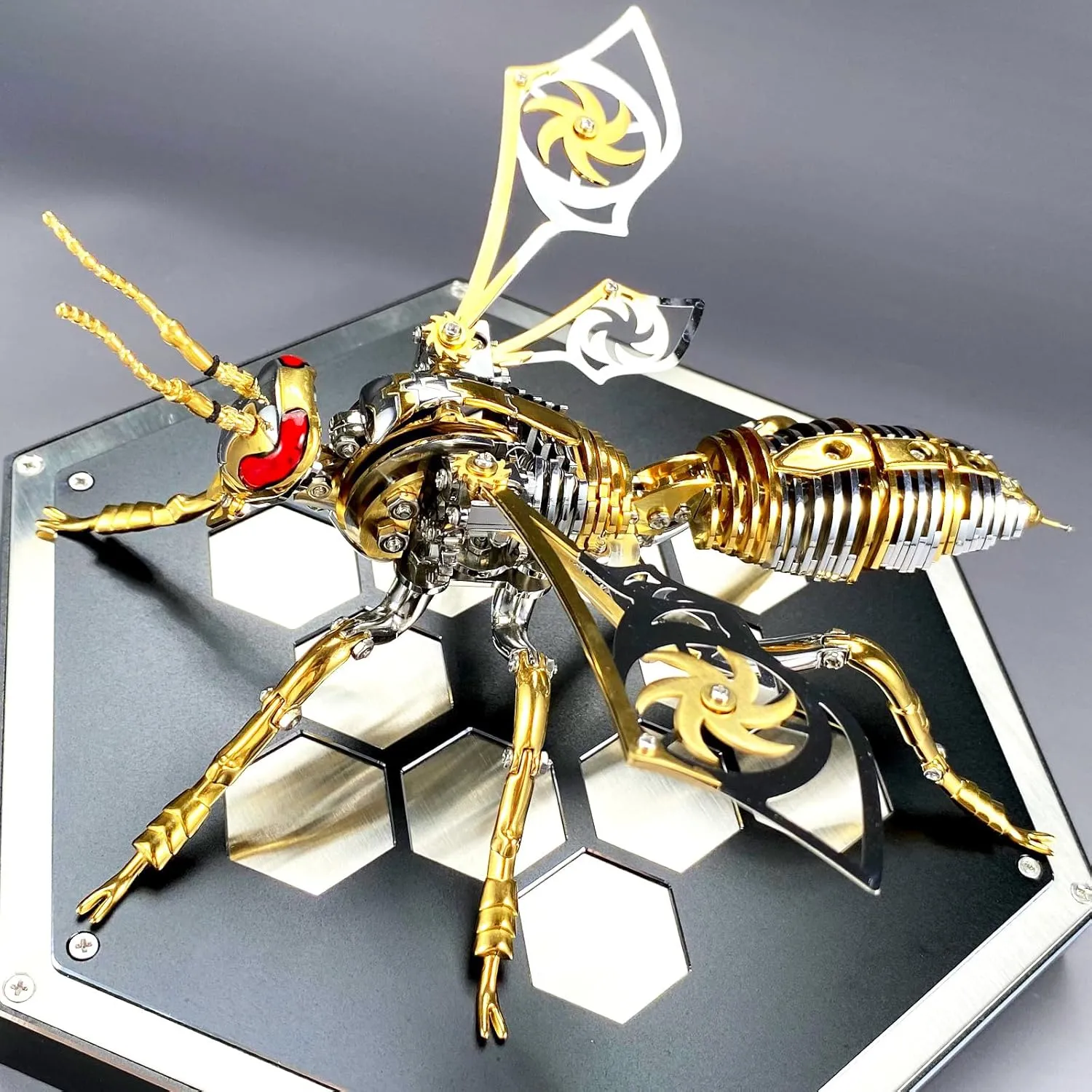 for Adults: Northern Giant Hornet Metal Model Kits, 3D Metal Puzzle Mechanical Wasp Building Blocks, Difficult concave depart lyrically DIY for Assembly, Birthday Gifts for Men (3D Metal Wasp-Silver Gold) 3D Metal Puzzles 