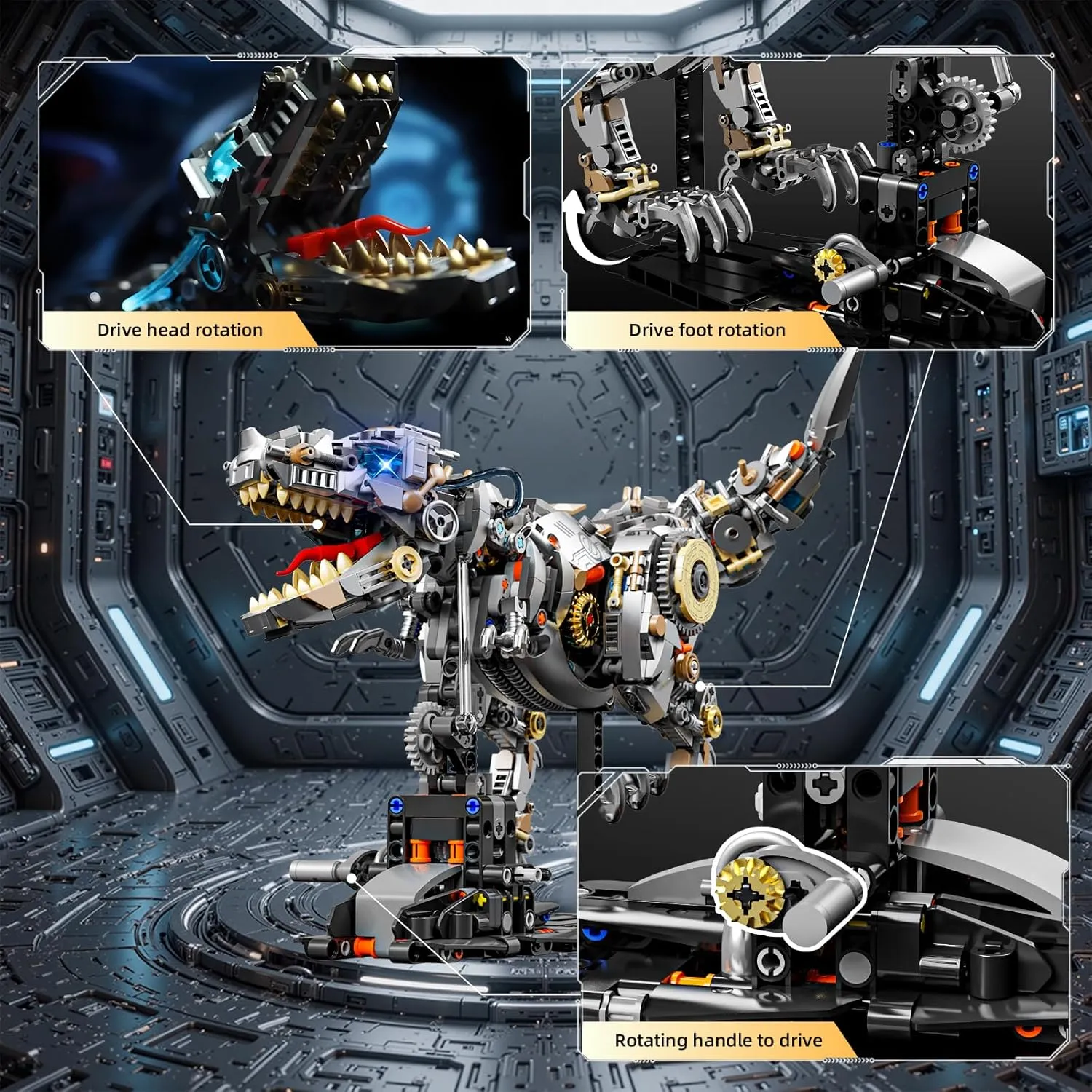 for Adults Teens Kids Boys??1268PCS?? Mechanical Tyrannosaurus Building Blocks Set Zealand with LED Light, T Rex Model Home Decor Gift 