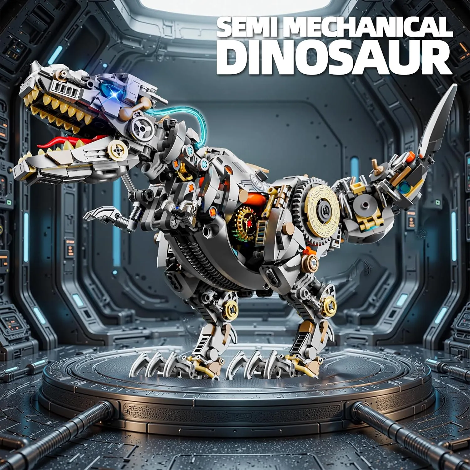 for Adults Teens Kids Boys??1268PCS?? Mechanical Tyrannosaurus Building Blocks Set Zealand with LED Light, T Rex Model Home Decor Gift 
