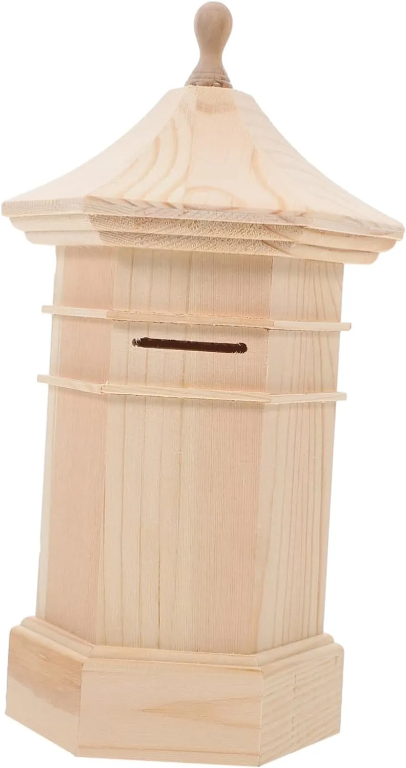 for Boy Girl Montessori Design yolk for Creative Savings for Boys and Girls Stylish Wooden Decor jojofuny Unfinished Wooden Bank Money Box 