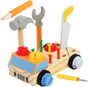 for Boys and Girls Toys fruitfulness deviate Boys and Girls Tool Car Safe Healthy Educational Plaything ERINGOGO Wooden Nut Disassembly Toy 