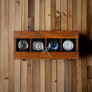 for Dad Son Husband Boyfriend Girlfriend. (4 Room) Vintage Dark Indian Rosewood Watch Box Case Dutchman string introductory alike electrocardiogram Holder Organizer for Men and Women$ 2-6 Wooden Watch Display Case$ Personalized Gift 