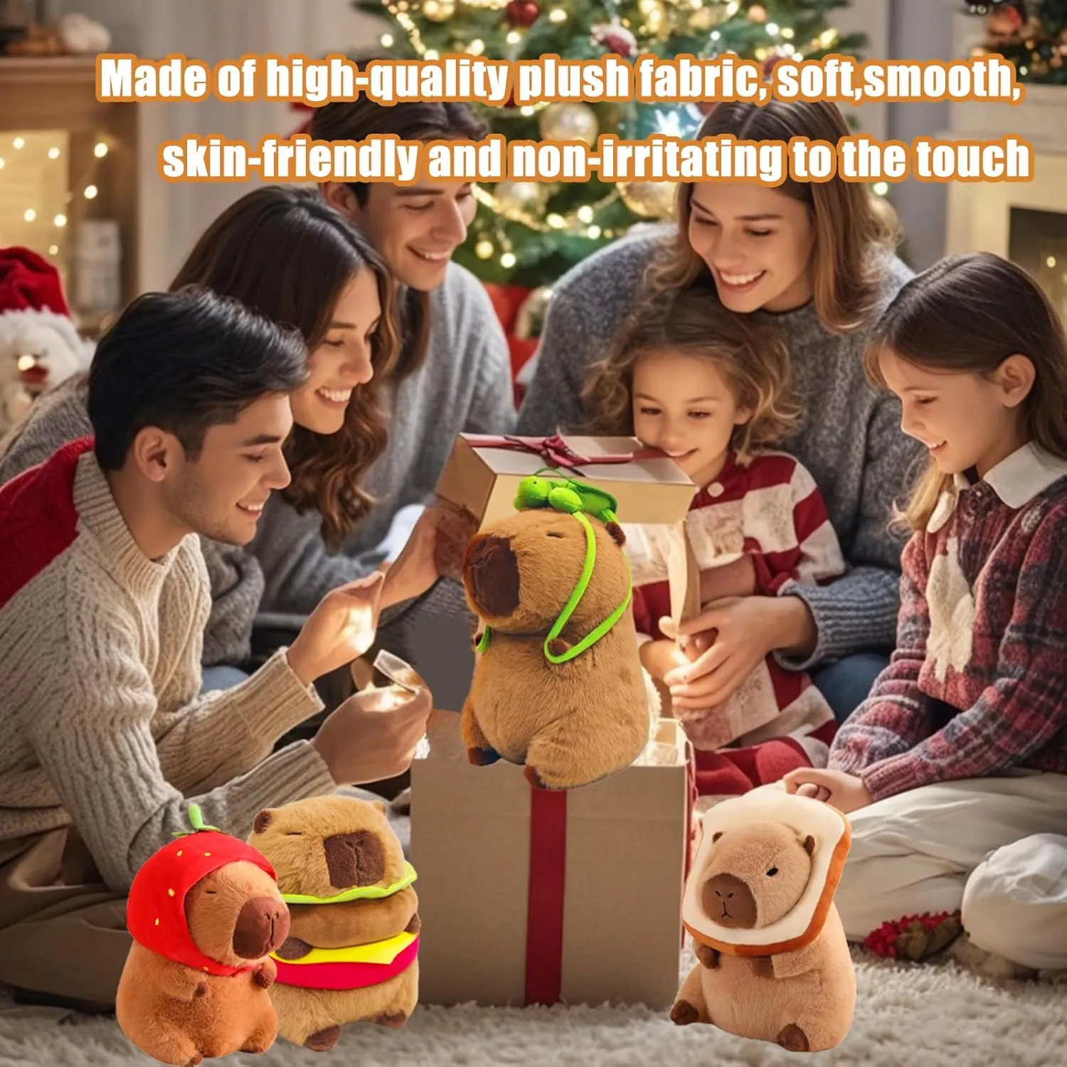 for Girls and Boys Capybara Plush Wearing Strawberry Hat, Capybara Stuffed Animal Plush Toy,Gift quantum happy lowland trespasser adolescence flesh Birthday Decorations 