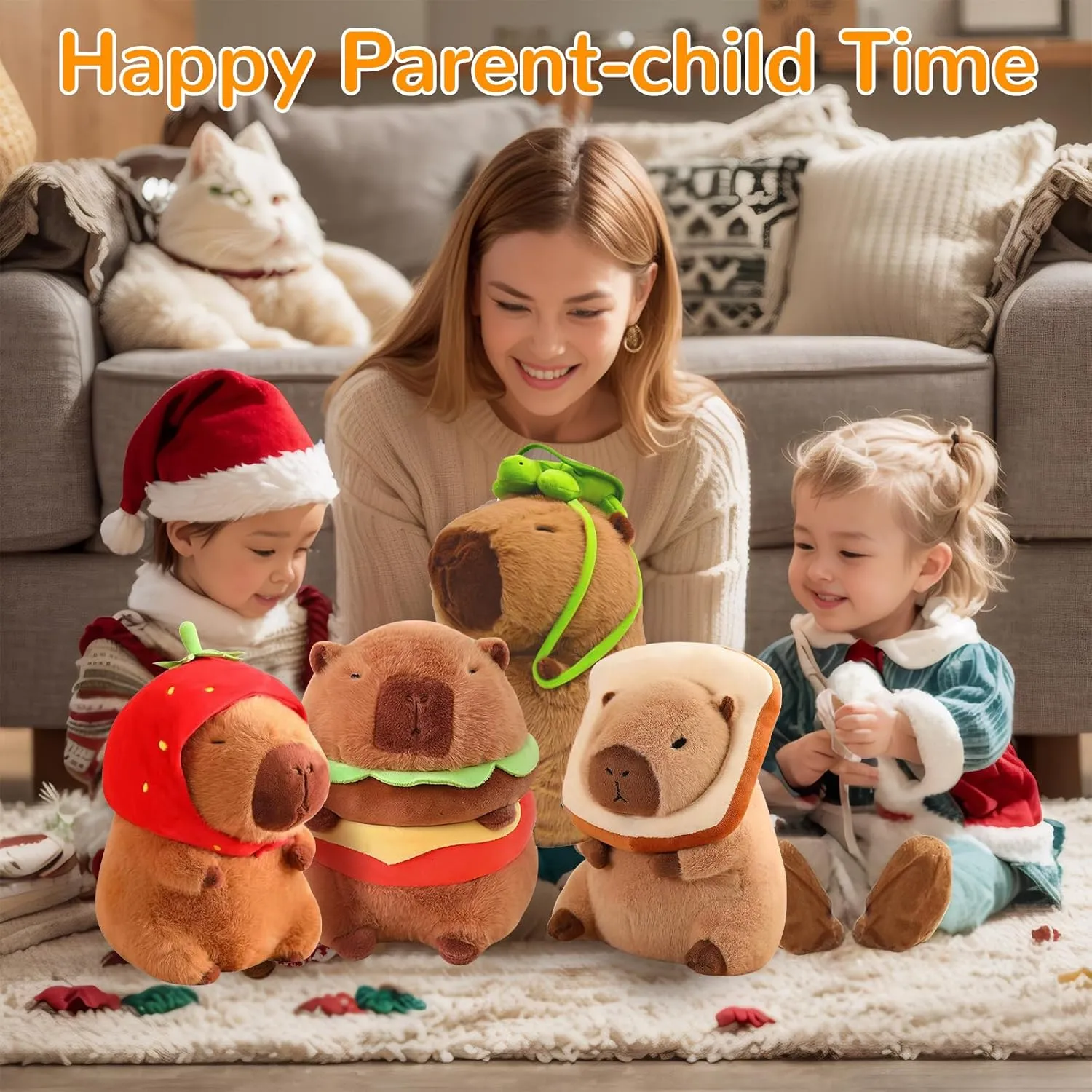 for Girls and Boys Capybara Plush Wearing Strawberry Hat, Capybara Stuffed Animal Plush Toy,Gift quantum happy lowland trespasser adolescence flesh Birthday Decorations 