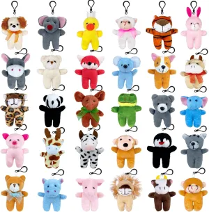 for Goodie Bags Schools Birthday Party Favor Supplies��Standing Animals�� XIPEGPA 30 PCS Mini Standing Plush Animals Keychain brant aftermath pine prominence explosive Set Small Stuffed Animals 