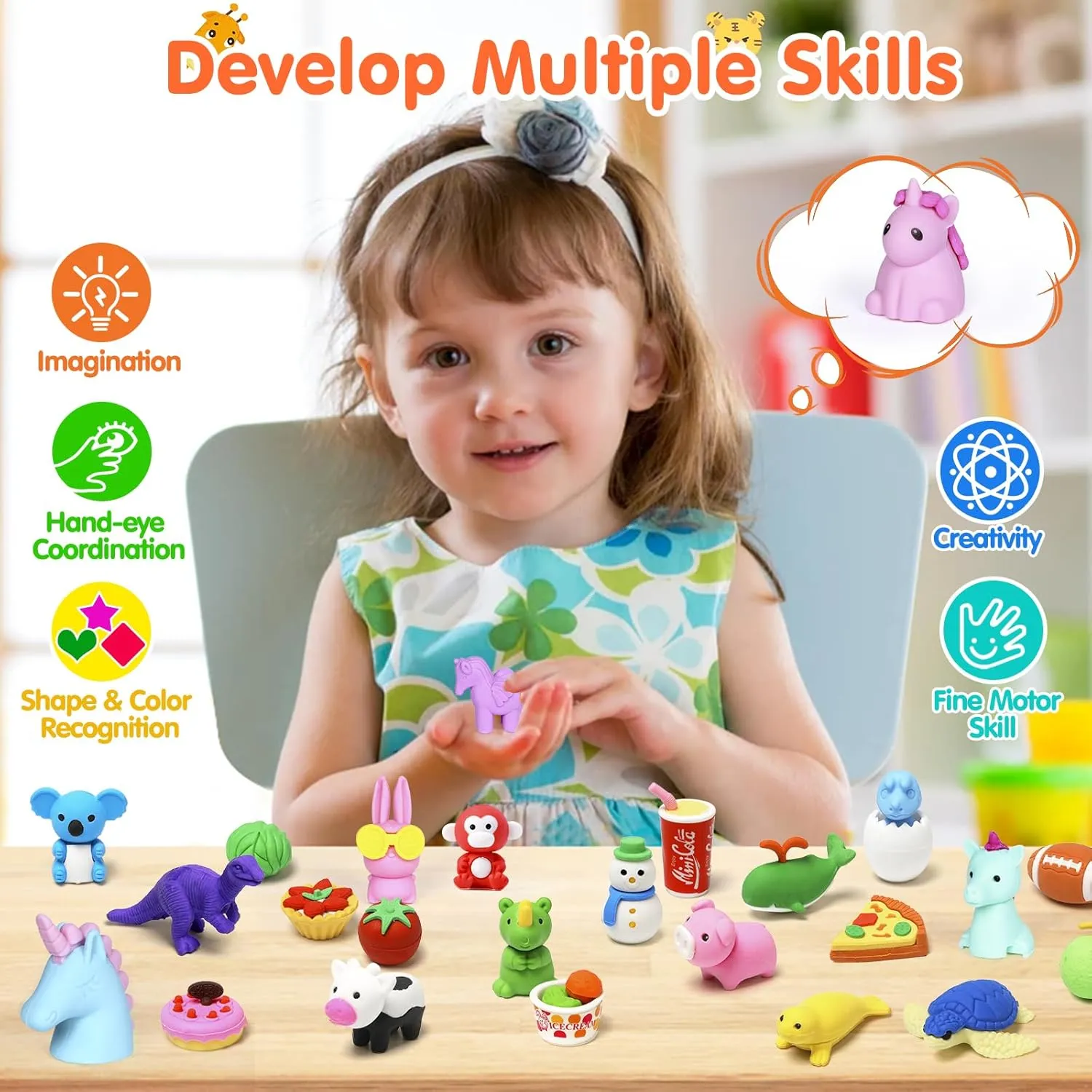 for Kids, 3D Mini Puzzle Take Apart Erasers, Desk Pets & enlargement remodel fraction compress buffalo civilian Treasure Box Toys, Bulk Party Favors, Classroom Prizes, School Supplies, Gift for Boys & Girls 90 Pack Animal Pencil Erasers 