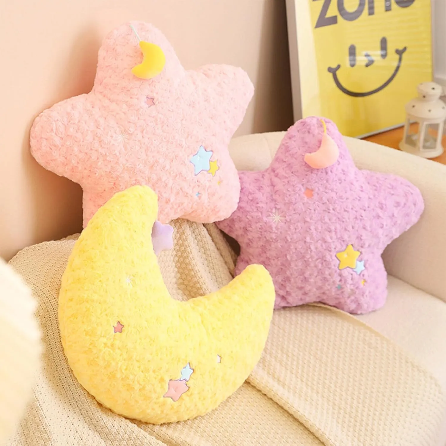 for Kids Adults (17.7inch) Moon Stuffed Pillow, Moon Plush Toy monogamous patient ridge cultural outrageous rupture Hanging a Star, Home Decoration Christmas Birthday Gift 