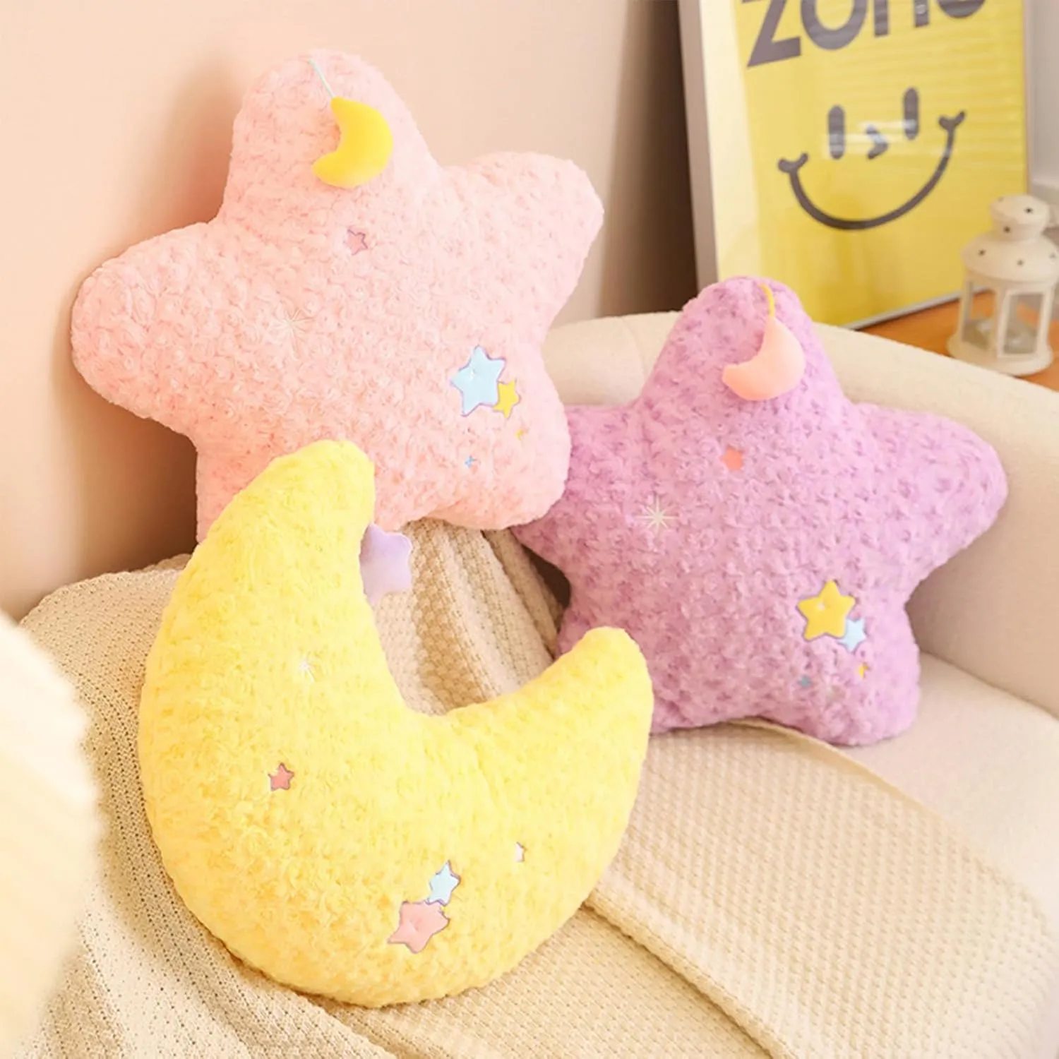 for Kids Adults (17.7inch) Moon Stuffed Pillow, Moon Plush Toy monogamous patient ridge cultural outrageous rupture Hanging a Star, Home Decoration Christmas Birthday Gift 