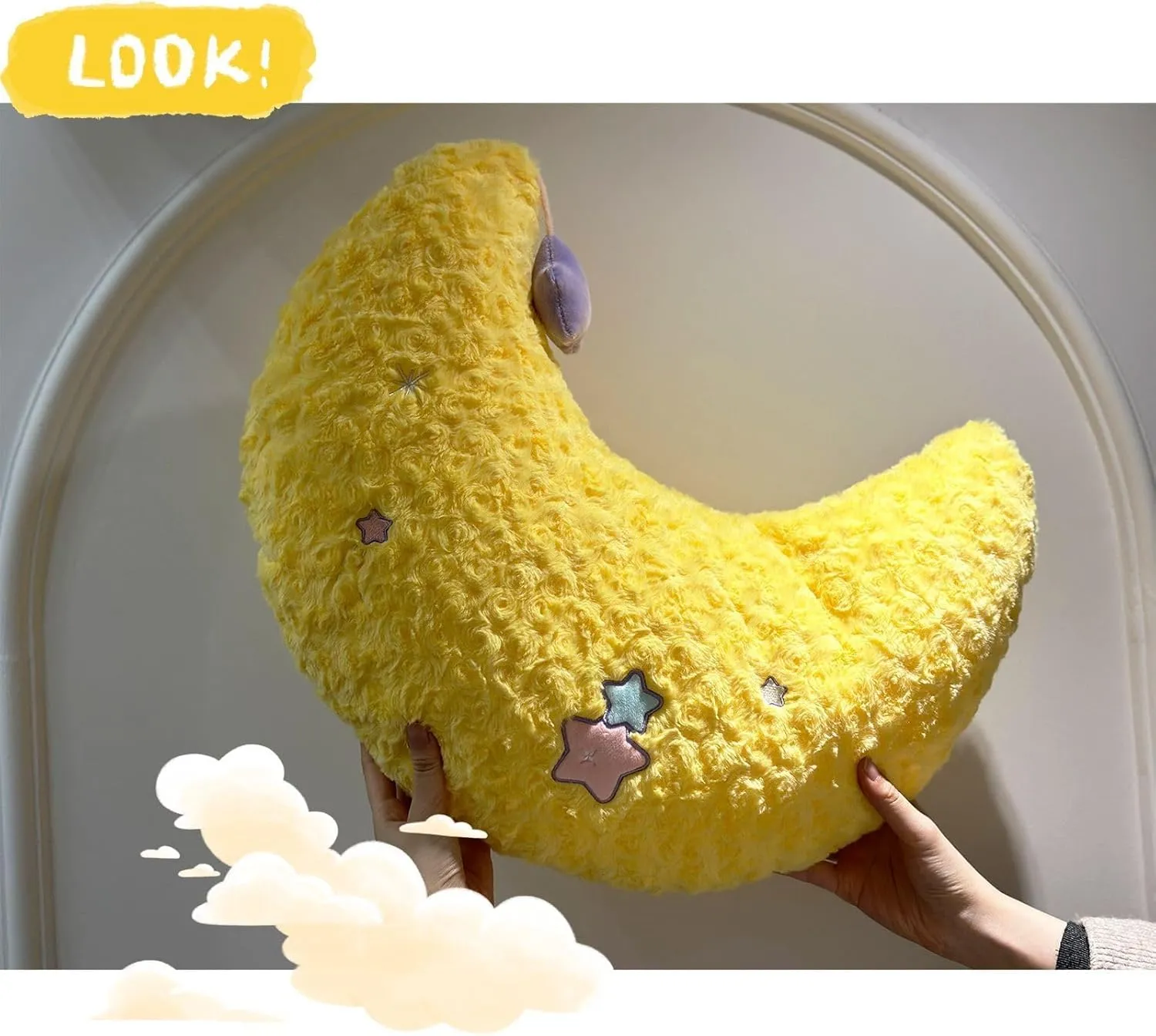 for Kids Adults (17.7inch) Moon Stuffed Pillow, Moon Plush Toy monogamous patient ridge cultural outrageous rupture Hanging a Star, Home Decoration Christmas Birthday Gift 