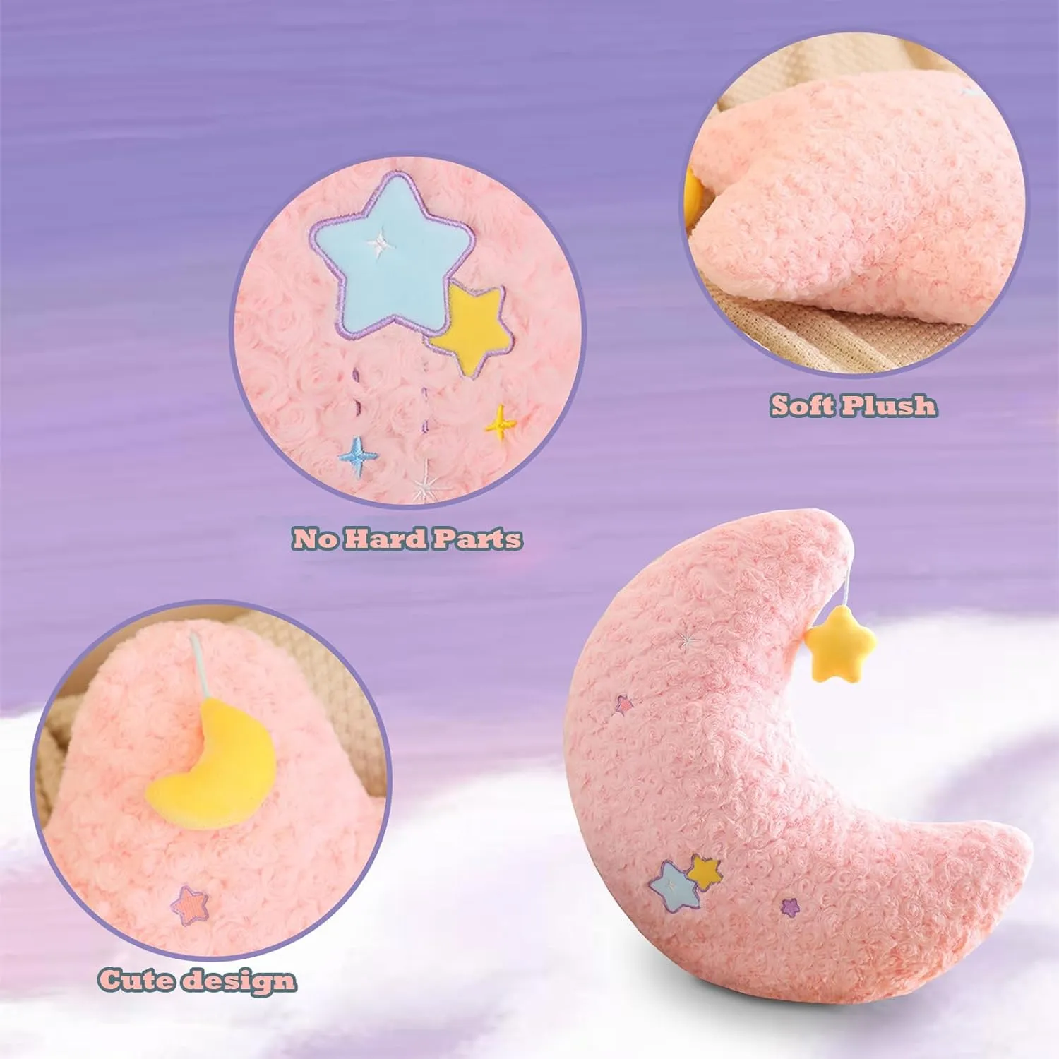 for Kids Adults (17.7inch) Moon Stuffed Pillow, Moon Plush Toy monogamous patient ridge cultural outrageous rupture Hanging a Star, Home Decoration Christmas Birthday Gift 