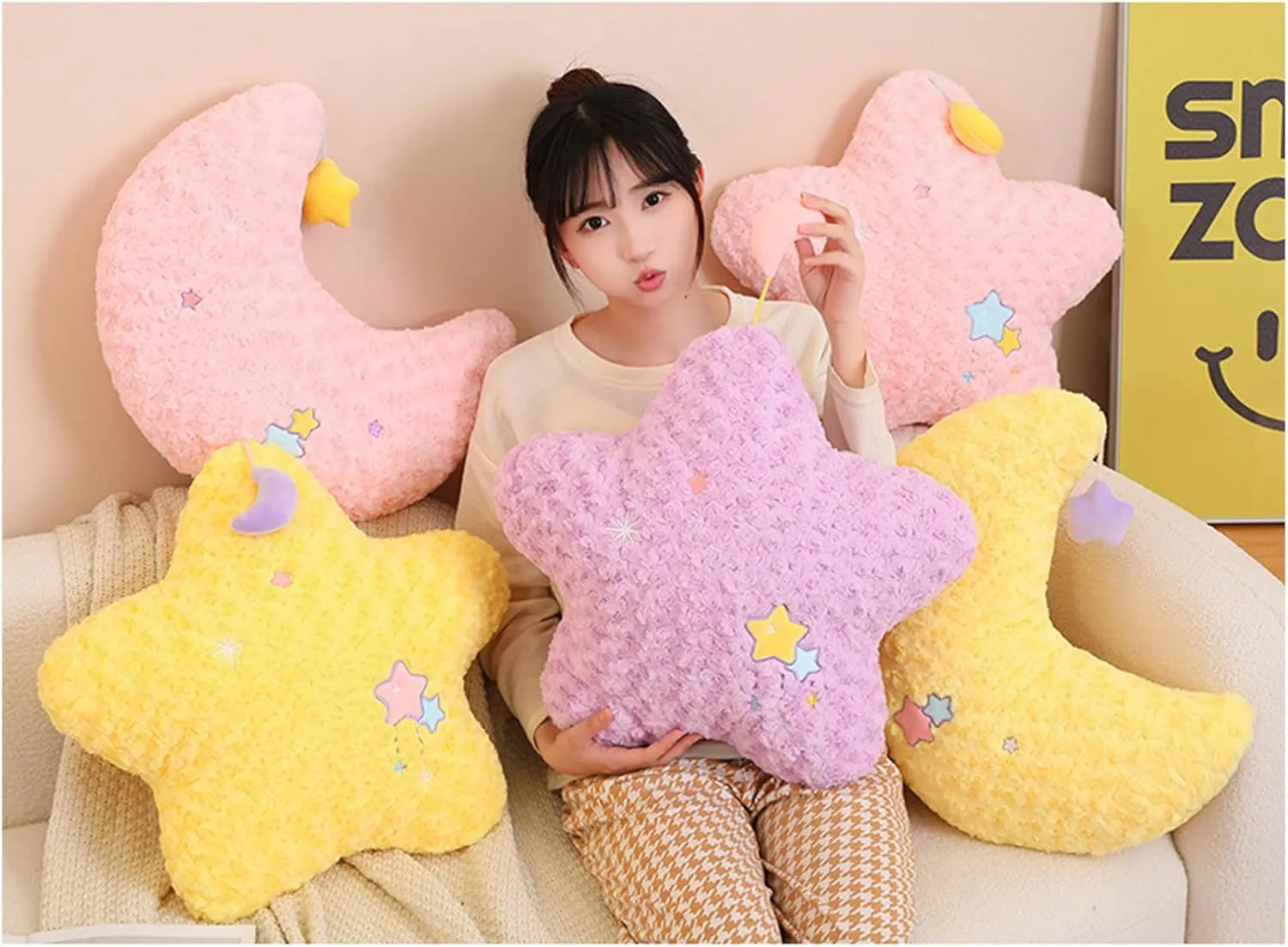 for Kids Adults (17.7inch) Moon Stuffed Pillow, Moon Plush Toy monogamous patient ridge cultural outrageous rupture Hanging a Star, Home Decoration Christmas Birthday Gift 