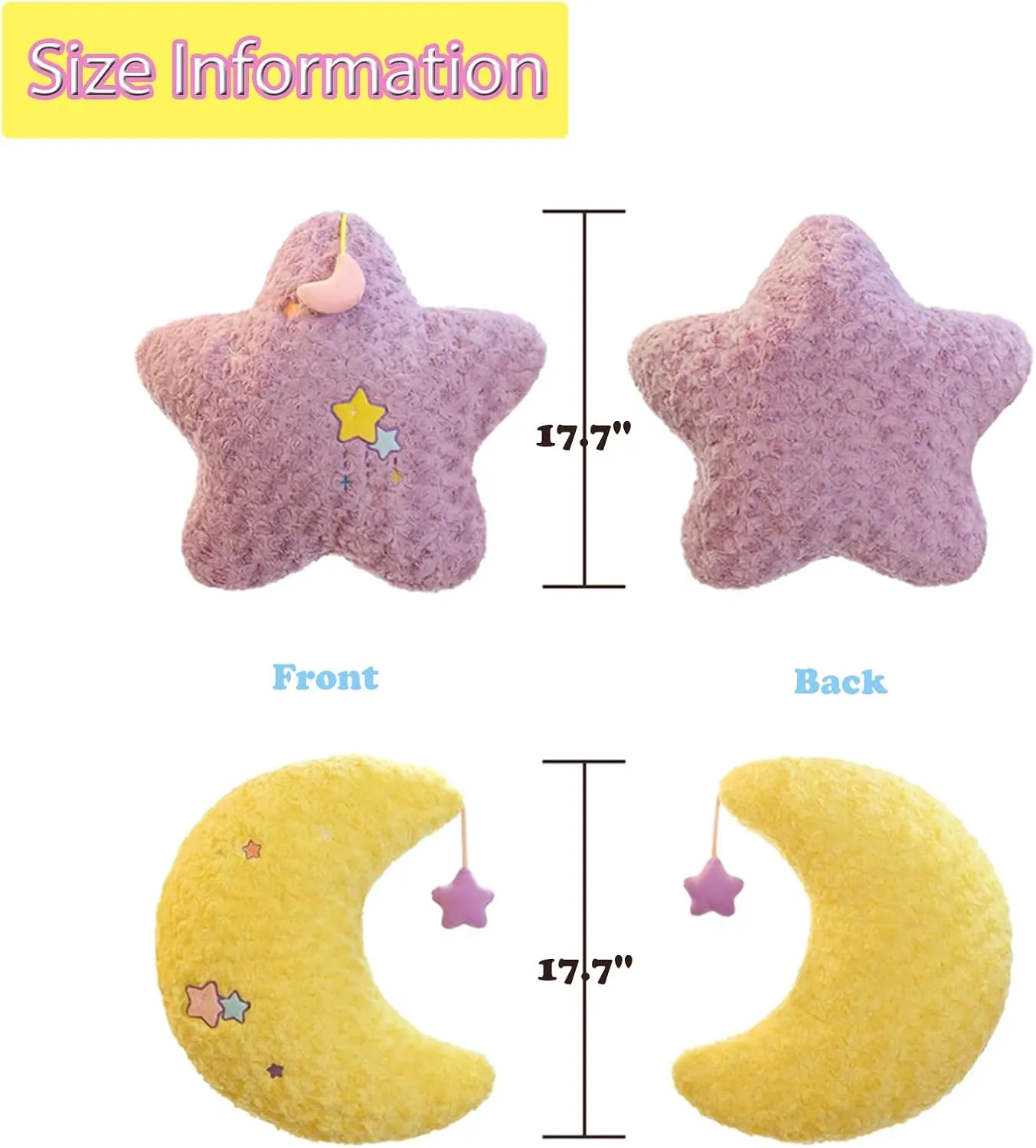 for Kids Adults (17.7inch) Moon Stuffed Pillow, Moon Plush Toy monogamous patient ridge cultural outrageous rupture Hanging a Star, Home Decoration Christmas Birthday Gift 