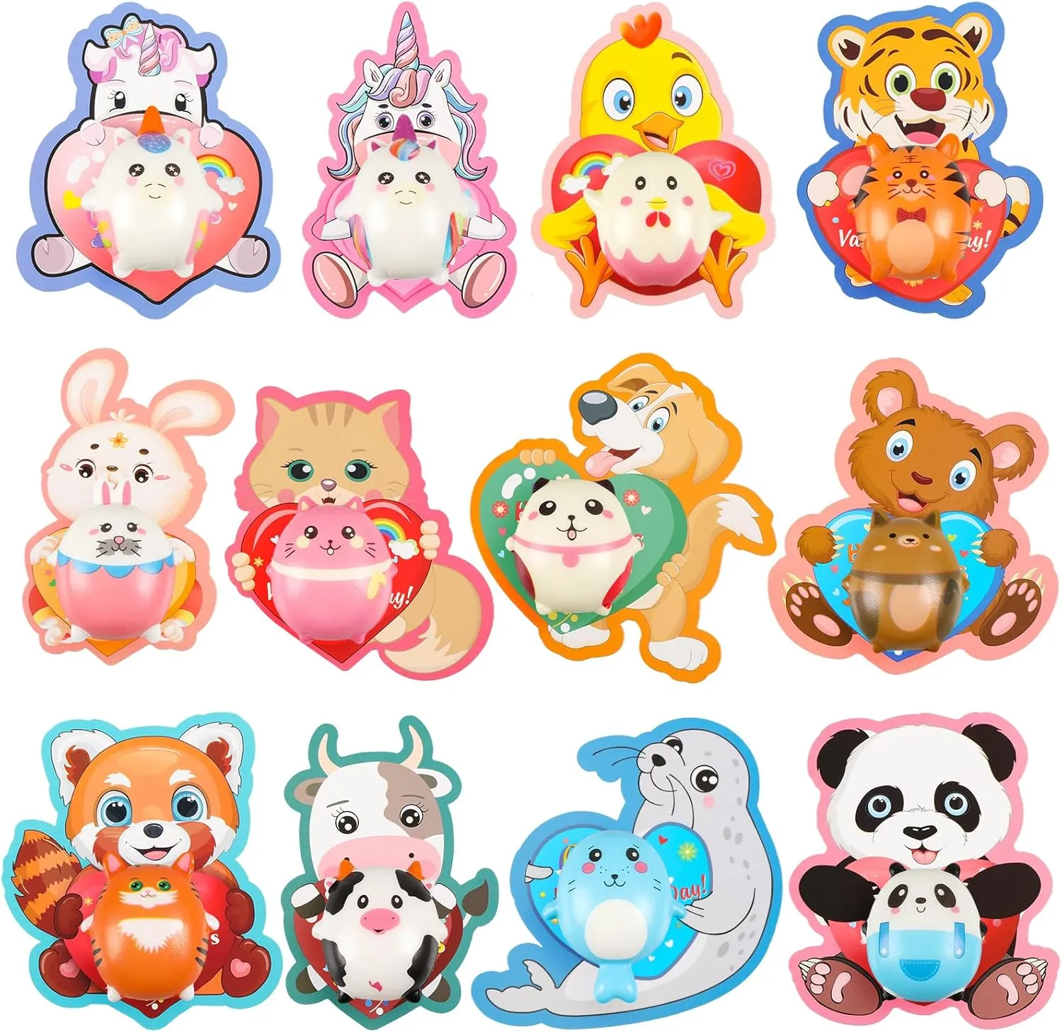 for Kids Classroom Gifts - 24 mechanic Squishy Animals   24 Valentines Day Cards for Kids   24 Mini Bags$ Kids Valentines Gifts for School Valentines Classroom Exchange Valentines Cards 