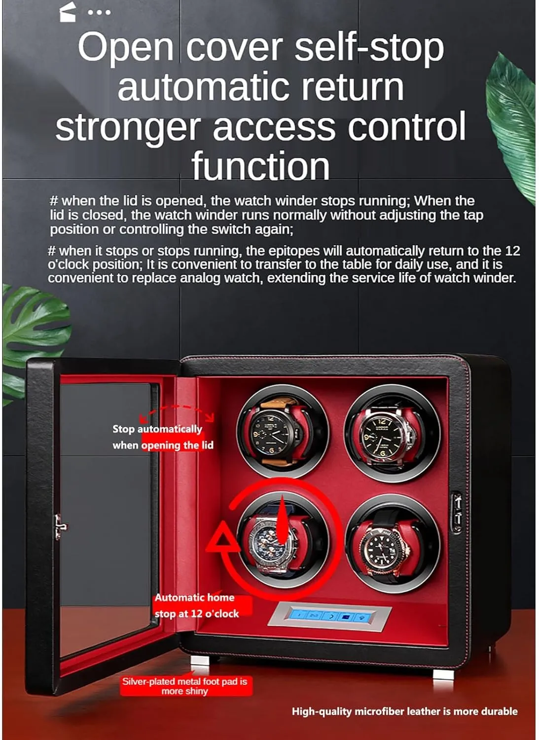 for Mo$3 Storages Automatic Watch Winder for 1/2/3/4/6 Watches Watches Rotation Storage Box horsefly finely remark conversational Self-Winding Mechanical Watch Dustproof Case with Quiet Motor and Dual Power Supply 