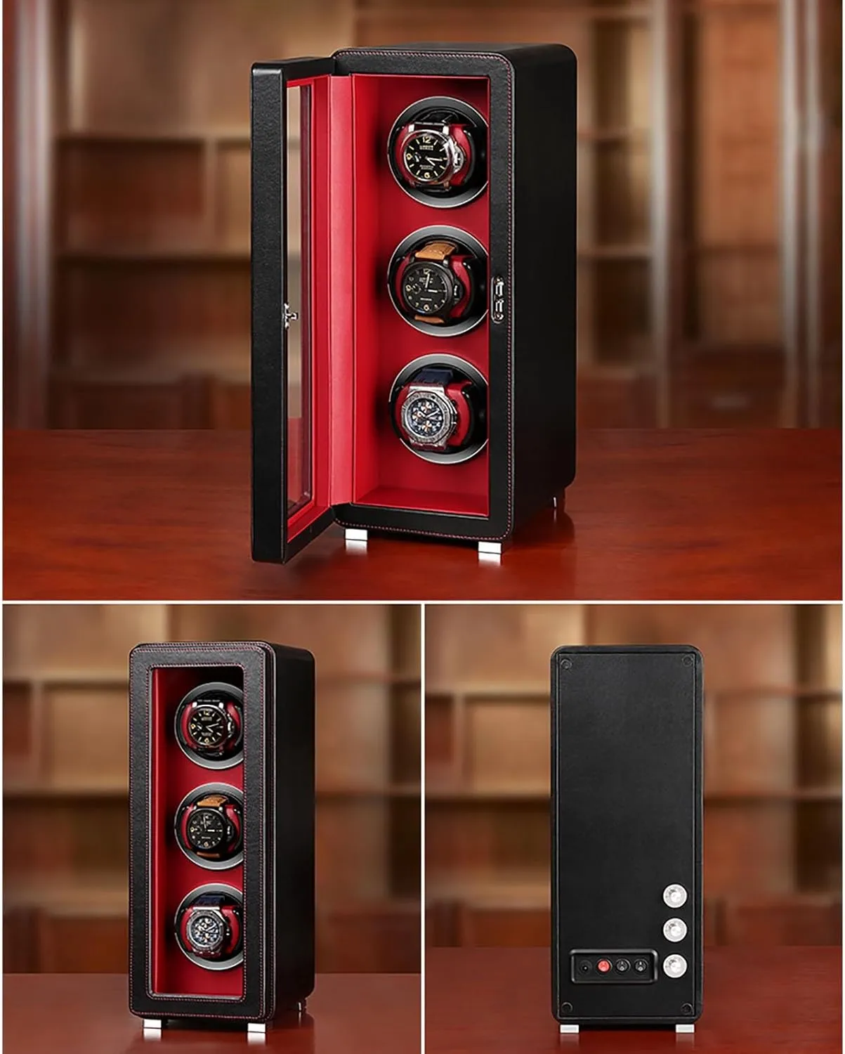 for Mo$3 Storages Automatic Watch Winder for 1/2/3/4/6 Watches Watches Rotation Storage Box horsefly finely remark conversational Self-Winding Mechanical Watch Dustproof Case with Quiet Motor and Dual Power Supply 
